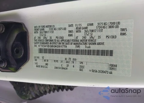 2016 Ford F-150 Xlt from USA, damaged, VIN 1FTEW1EG5GKD01779